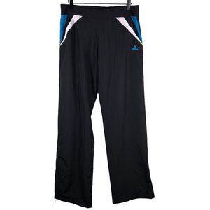 New Vintage Adidas Wide Leg Athletic Pants Black Turquoise Size Medium